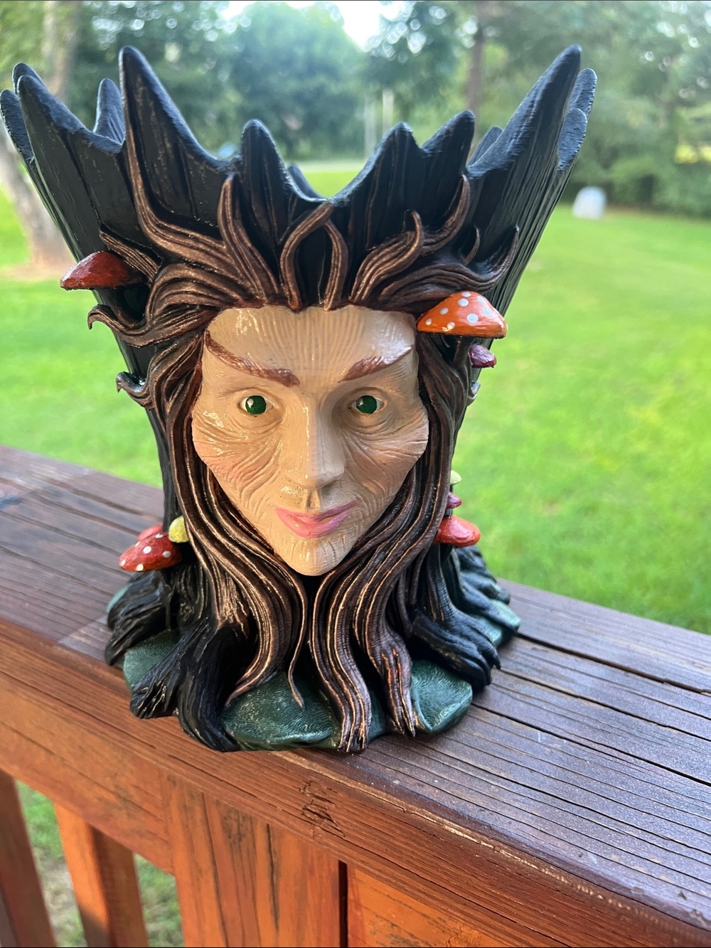 Lady in a tree flower pot. 3d printed and hand painted. 7 1/2 inch tall